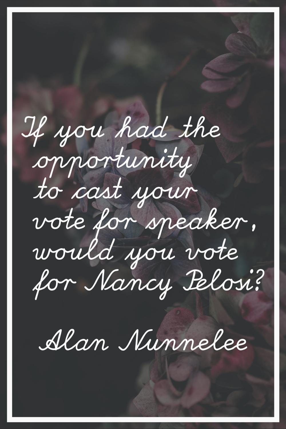If you had the opportunity to cast your vote for speaker, would you vote for Nancy Pelosi?
