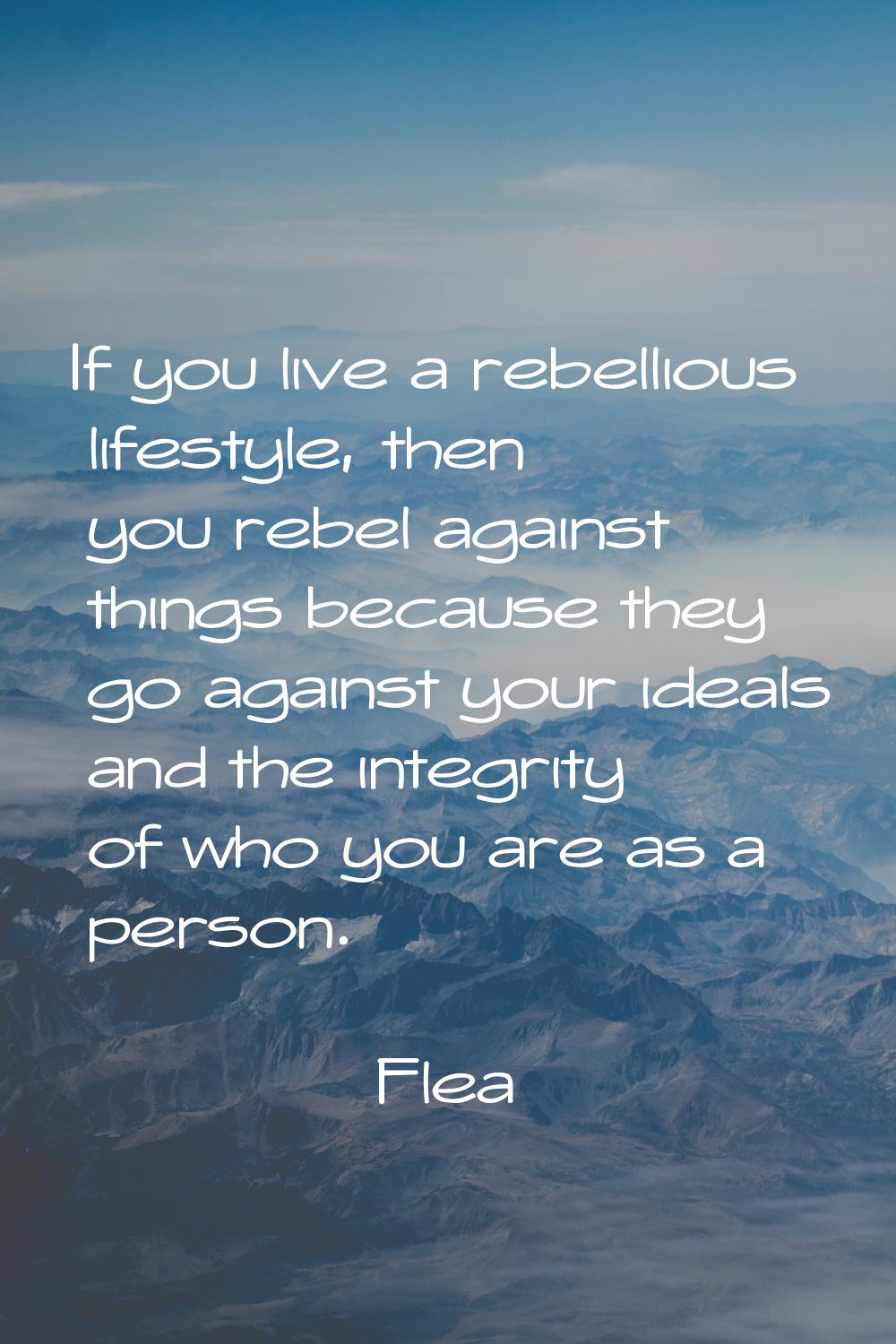 If you live a rebellious lifestyle, then you rebel against things because they go against your idea