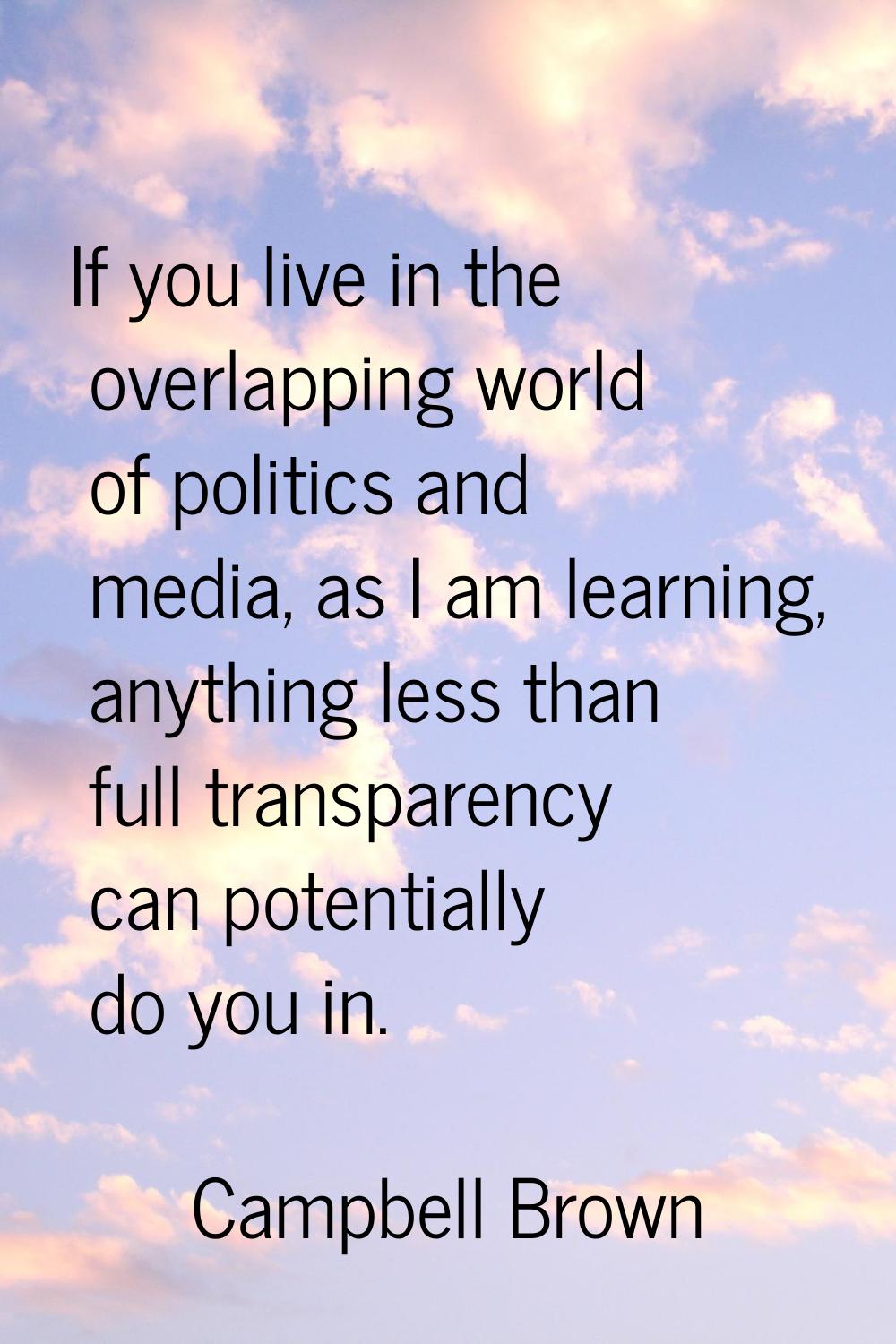 If you live in the overlapping world of politics and media, as I am learning, anything less than fu