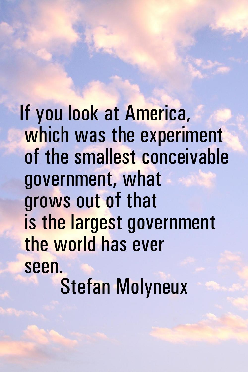 If you look at America, which was the experiment of the smallest conceivable government, what grows