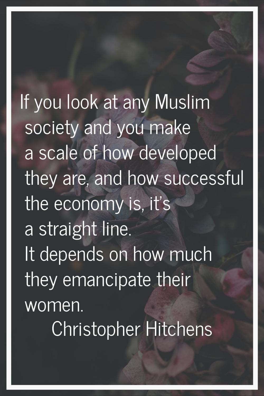 If you look at any Muslim society and you make a scale of how developed they are, and how successfu