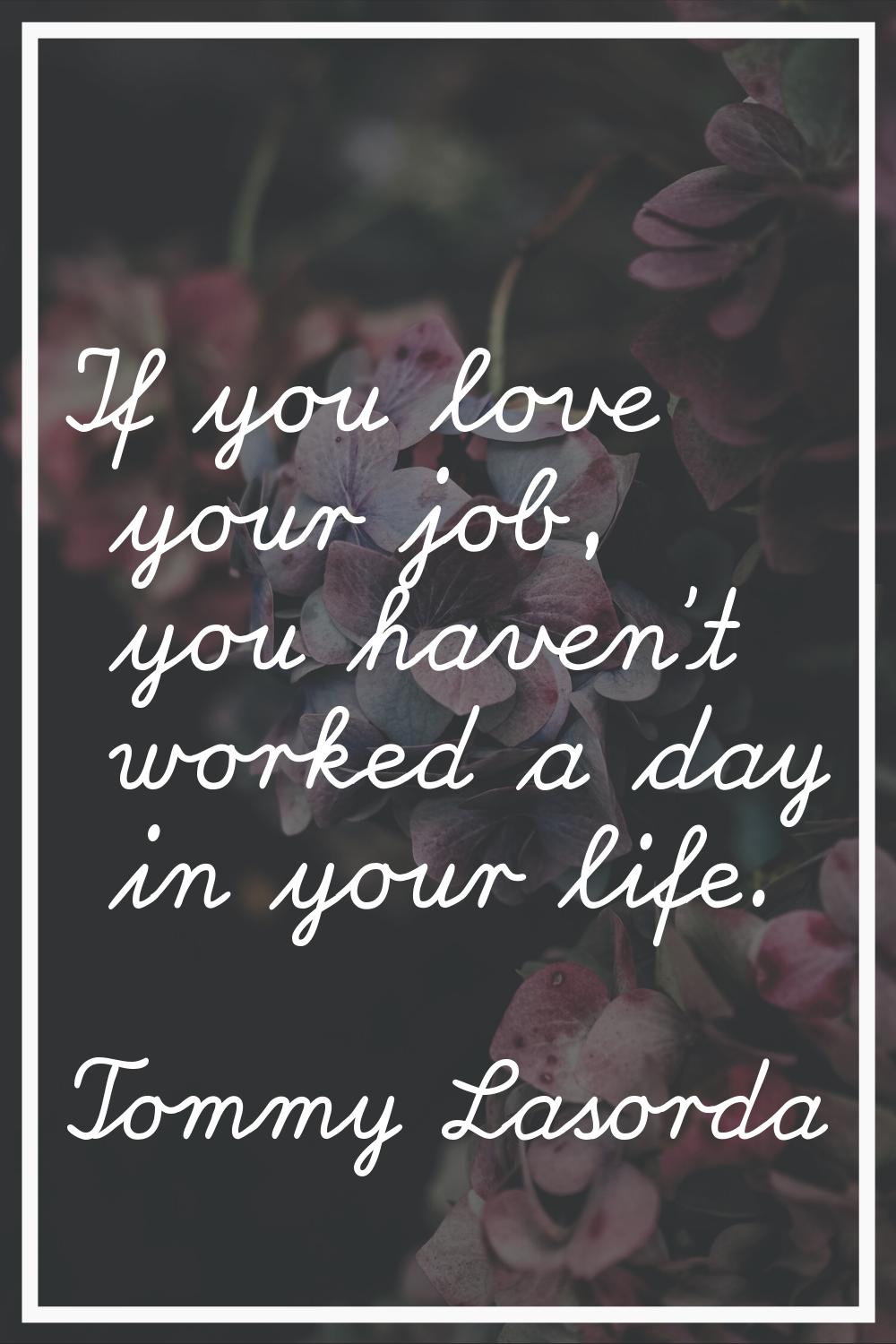 If you love your job, you haven't worked a day in your life.