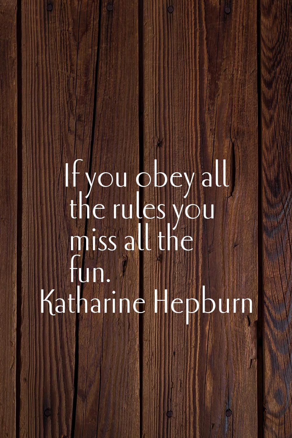 If you obey all the rules you miss all the fun.
