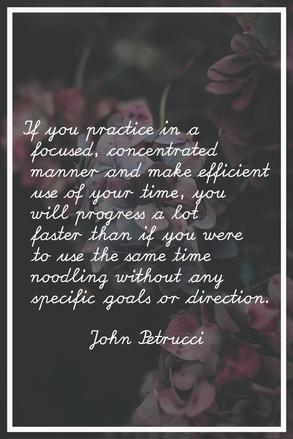 If you practice in a focused, concentrated manner and make efficient use of your time, you will pro