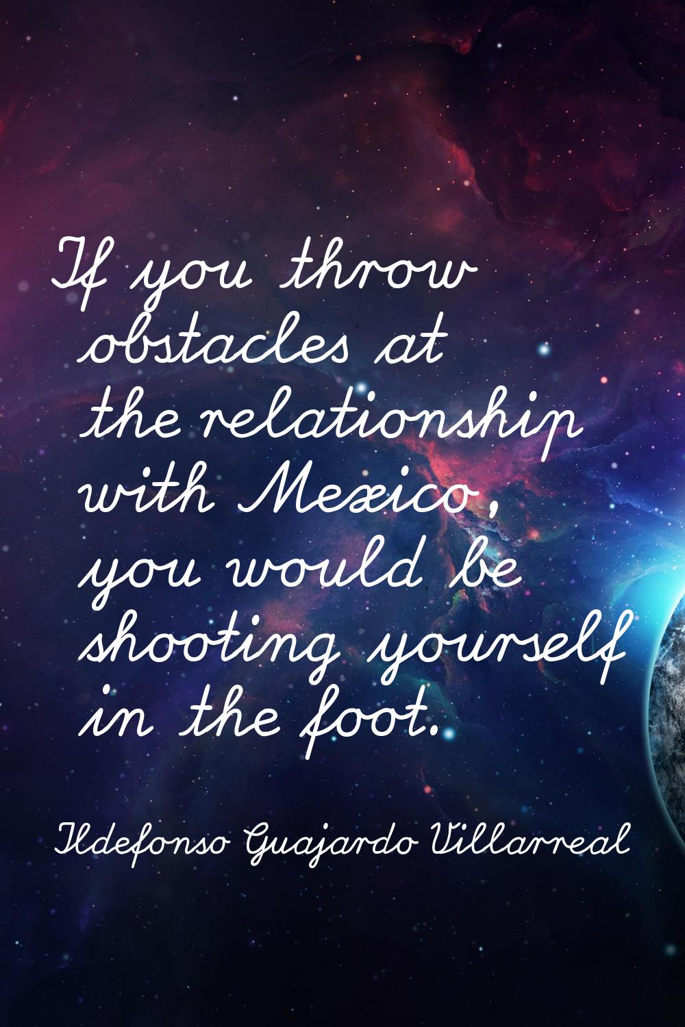 If you throw obstacles at the relationship with Mexico, you would be shooting yourself in the foot.