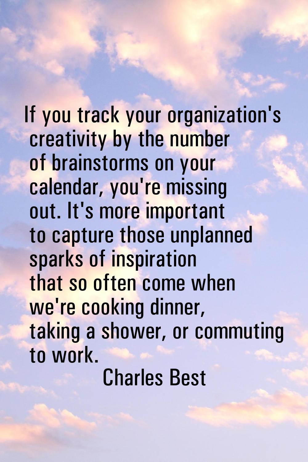 If you track your organization's creativity by the number of brainstorms on your calendar, you're m