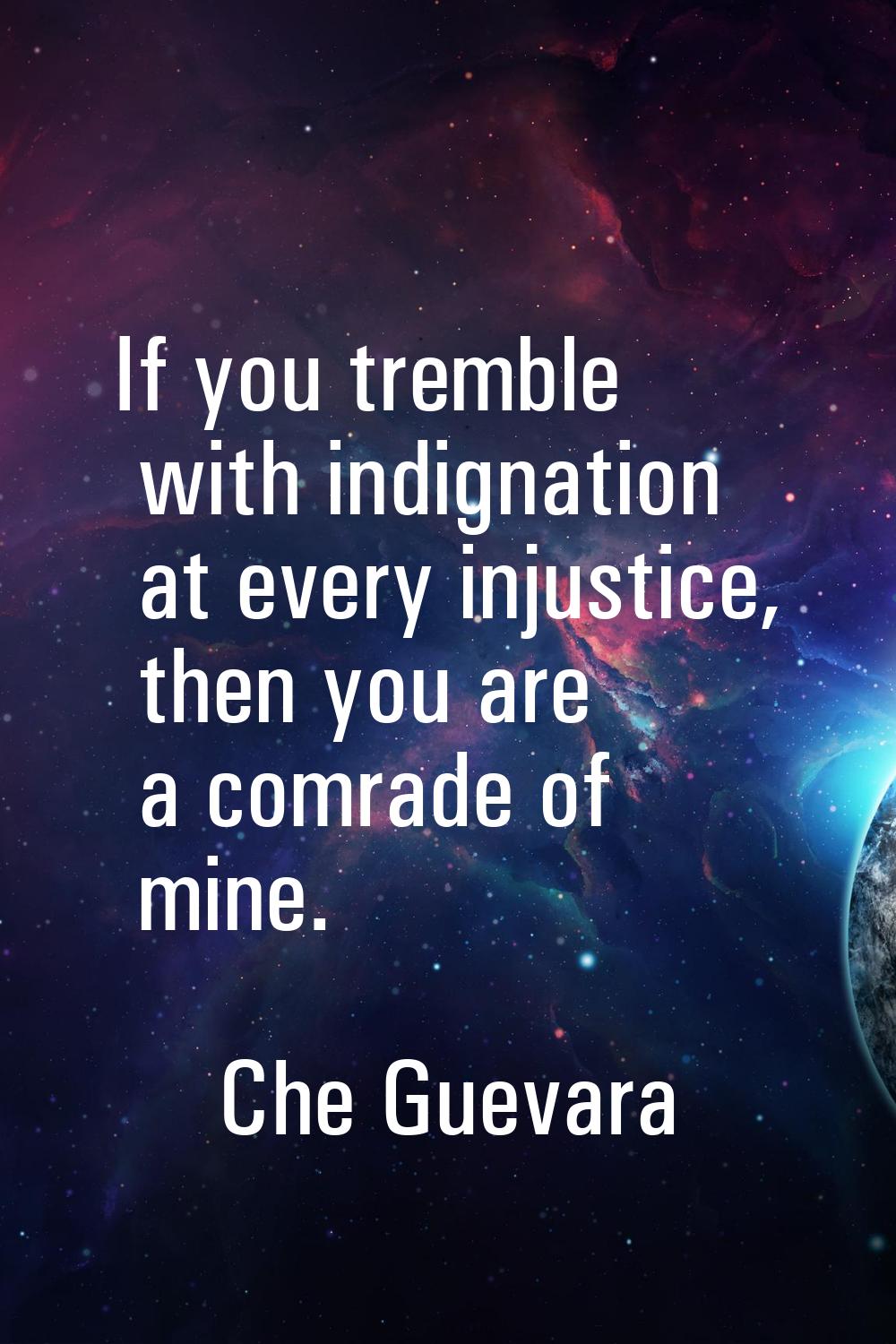 If you tremble with indignation at every injustice, then you are a comrade of mine.