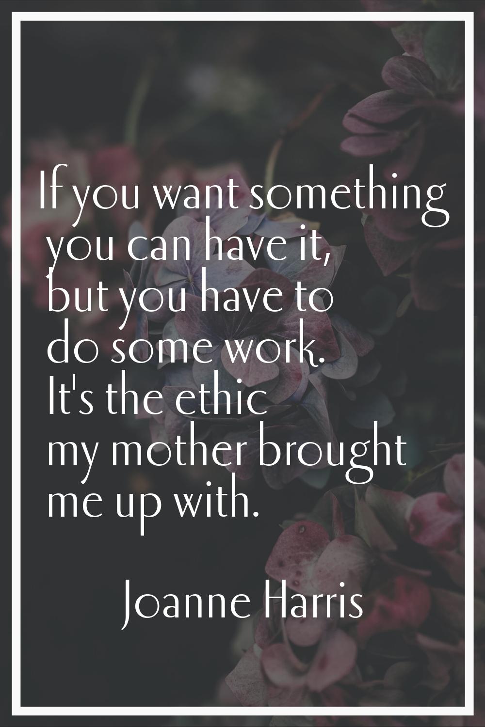 If you want something you can have it, but you have to do some work. It's the ethic my mother broug