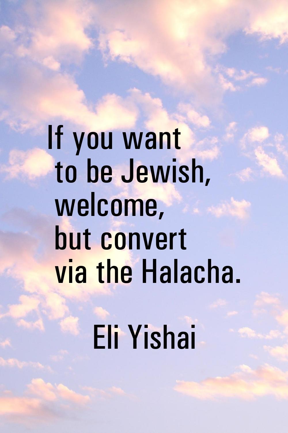 If you want to be Jewish, welcome, but convert via the Halacha.
