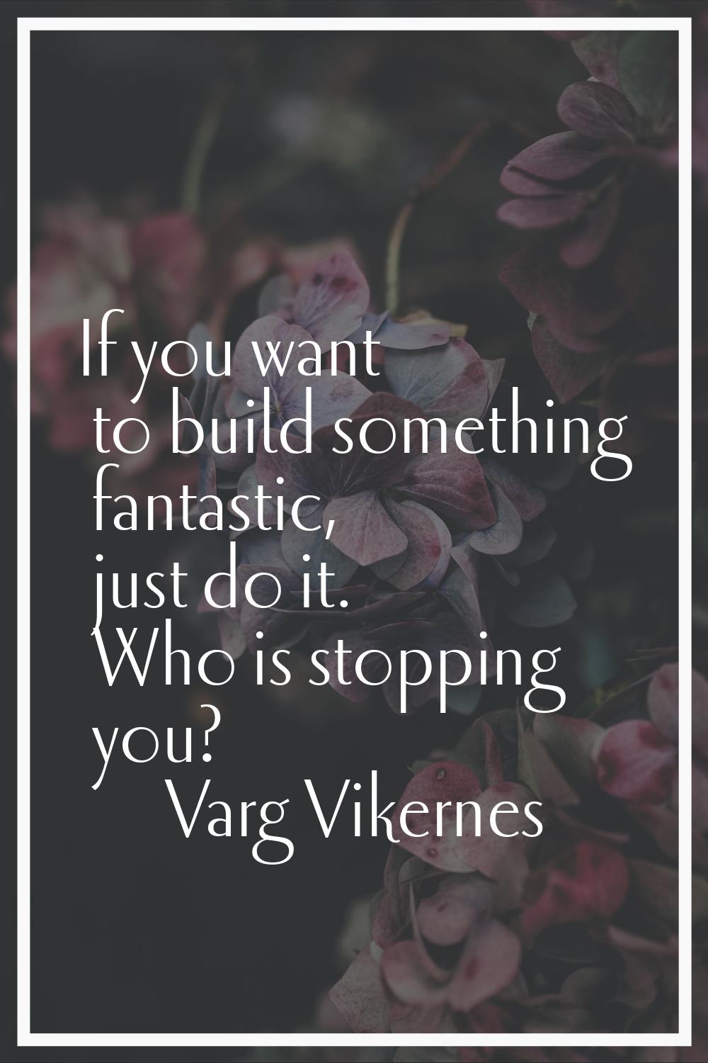 If you want to build something fantastic, just do it. Who is stopping you?