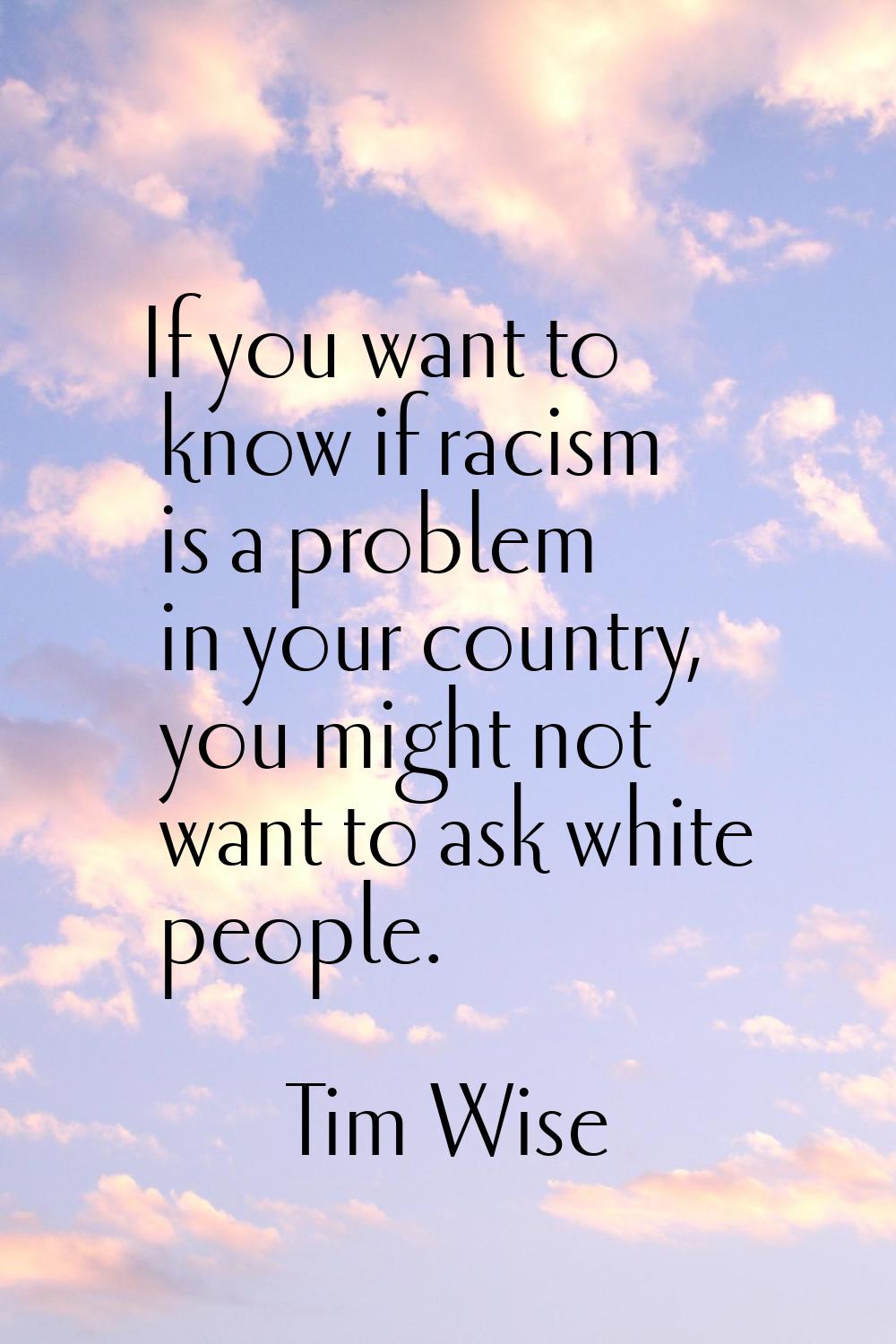 If you want to know if racism is a problem in your country, you might not want to ask white people.