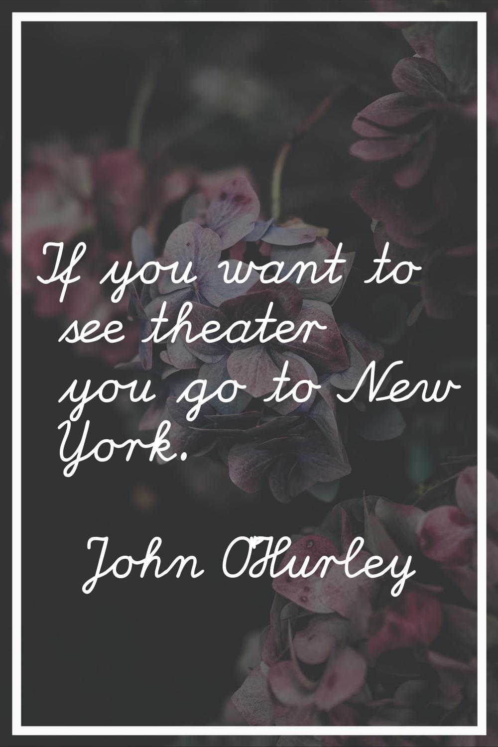 If you want to see theater you go to New York.