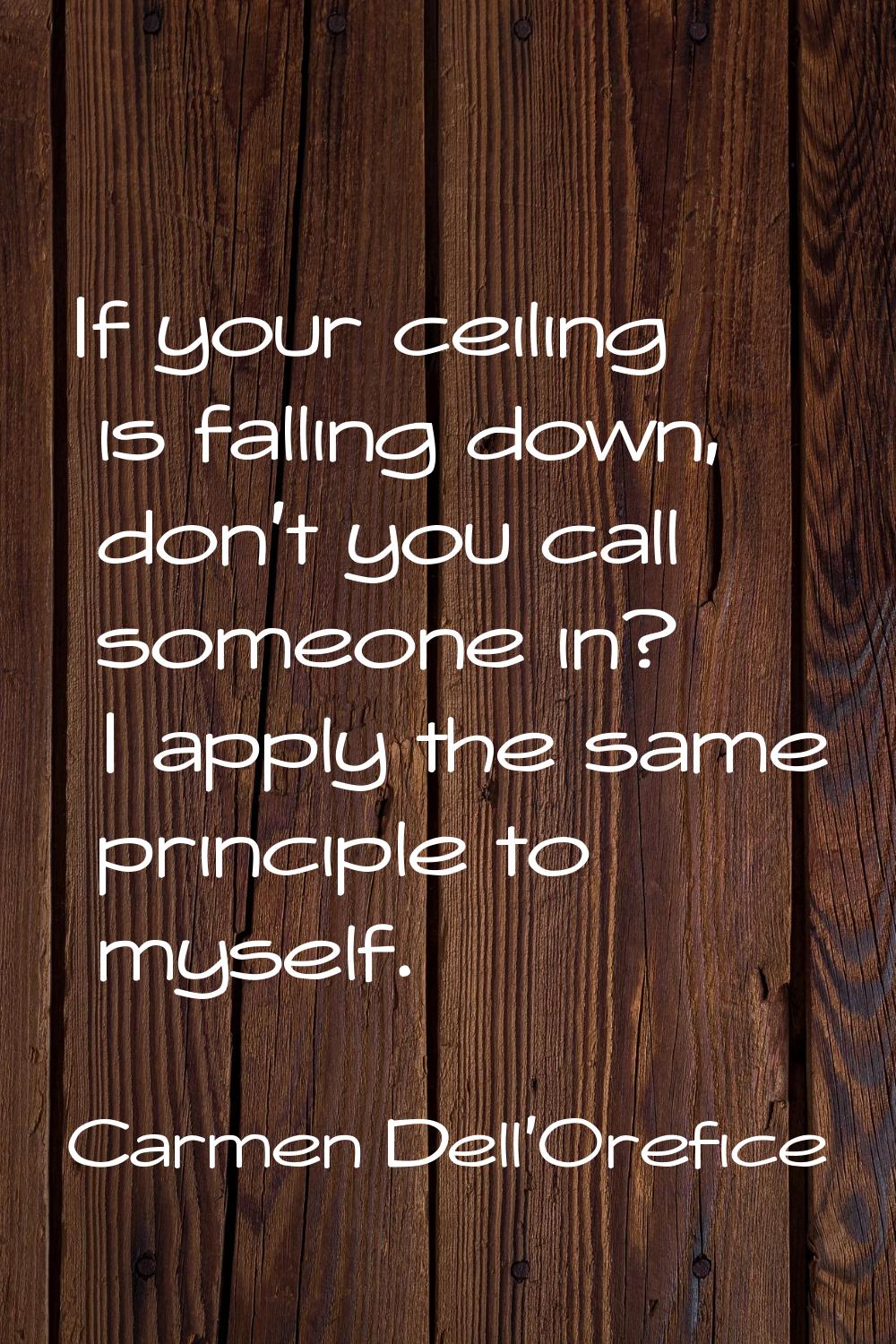 If your ceiling is falling down, don't you call someone in? I apply the same principle to myself.