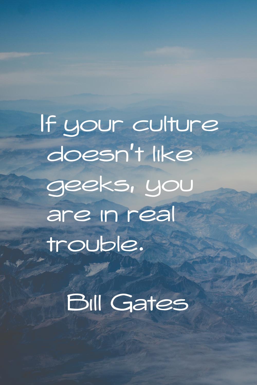 If your culture doesn't like geeks, you are in real trouble.