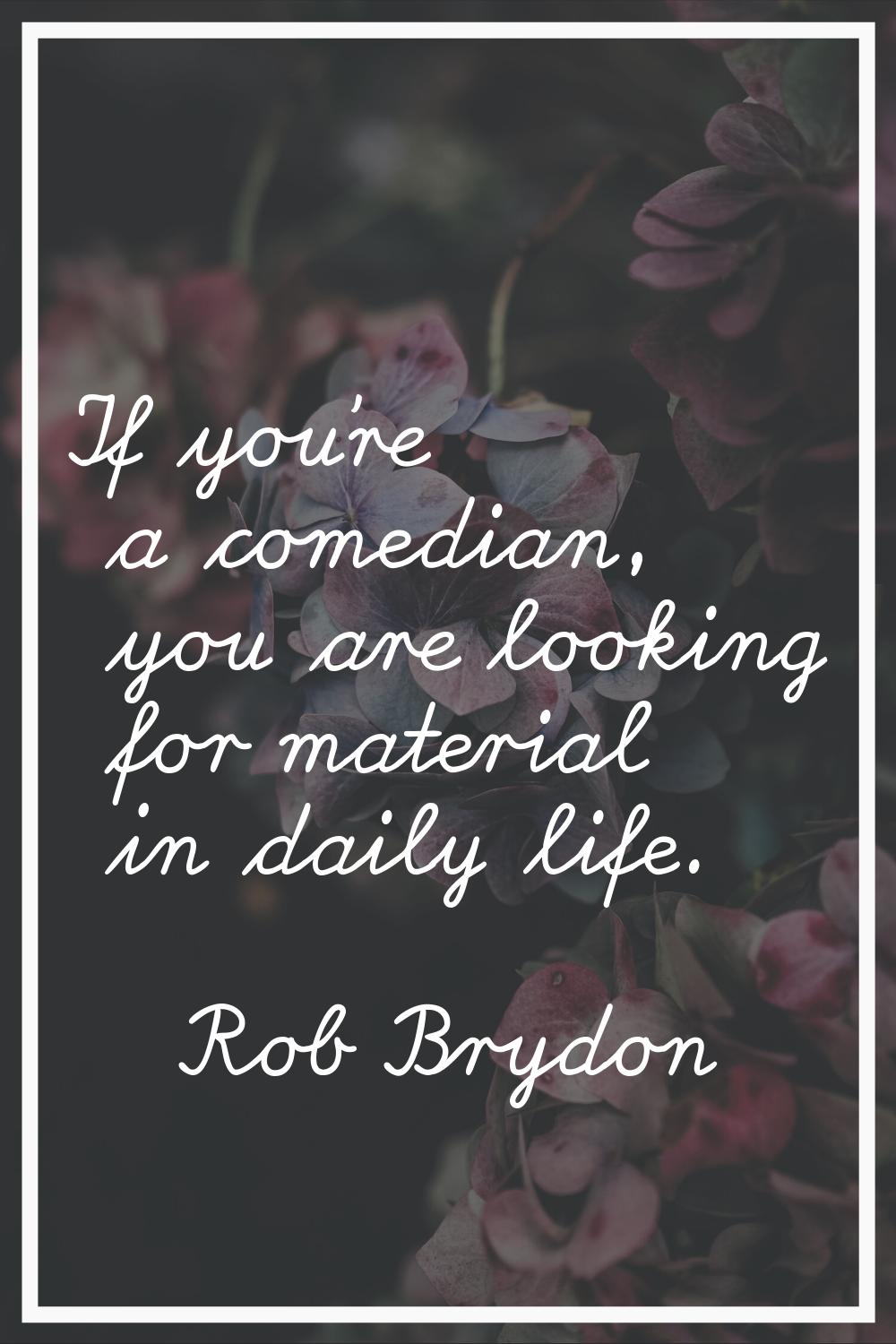If you're a comedian, you are looking for material in daily life.