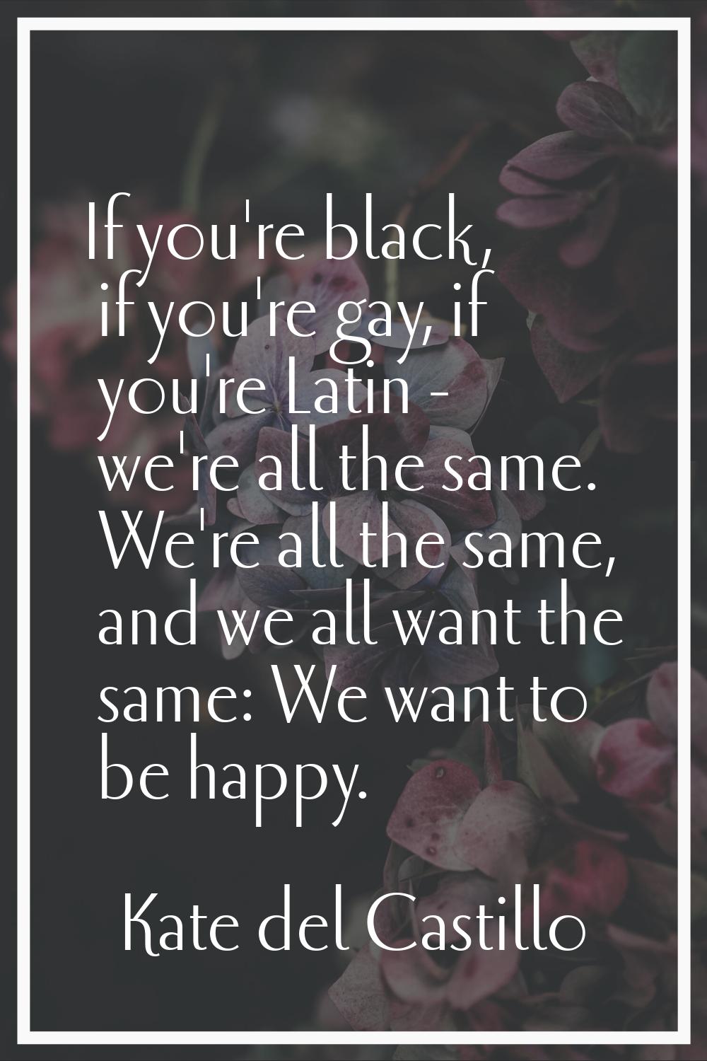 If you're black, if you're gay, if you're Latin - we're all the same. We're all the same, and we al
