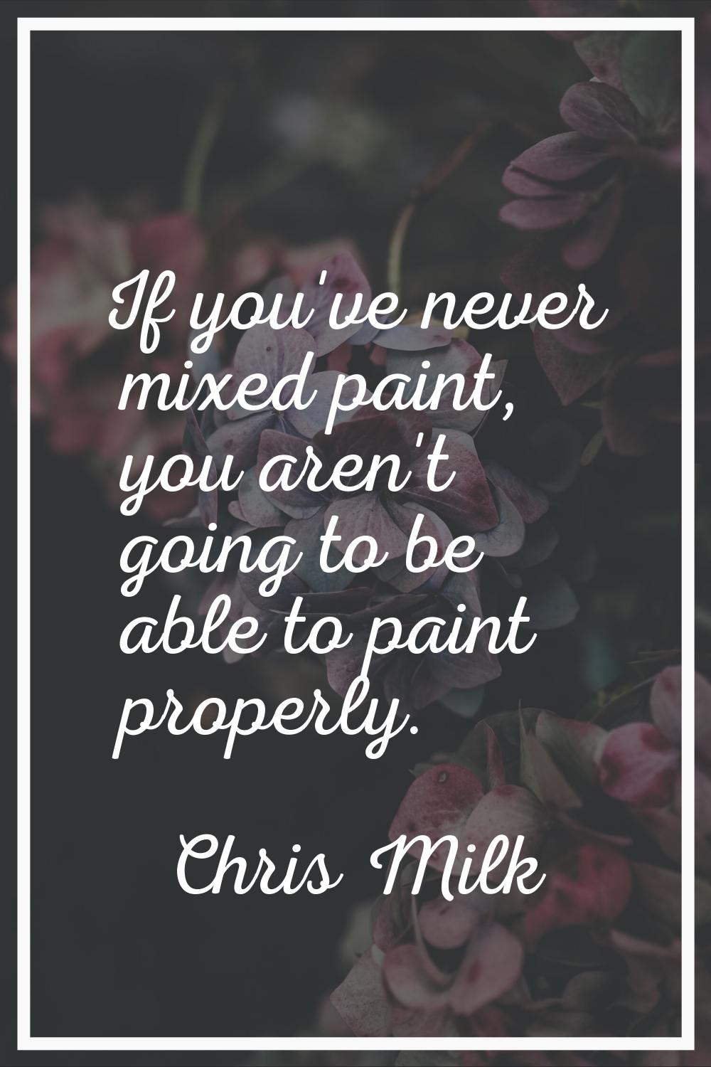 If you've never mixed paint, you aren't going to be able to paint properly.