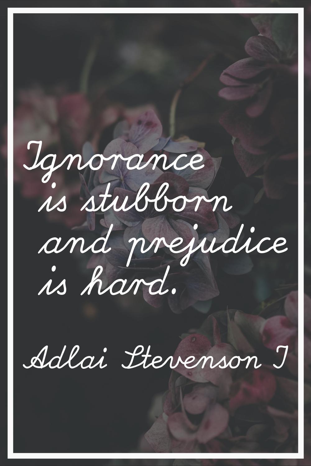 Ignorance is stubborn and prejudice is hard.