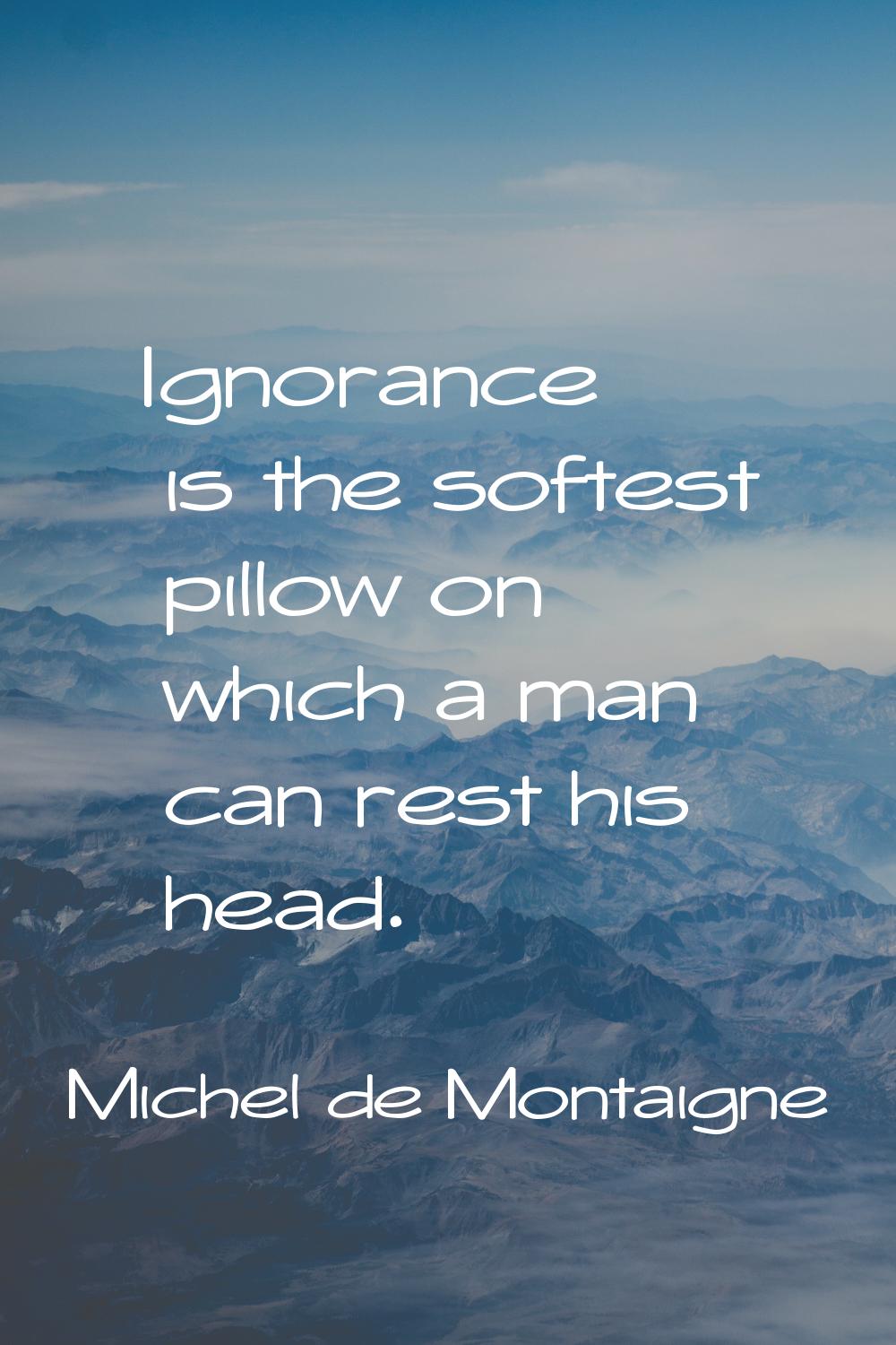 Ignorance is the softest pillow on which a man can rest his head.