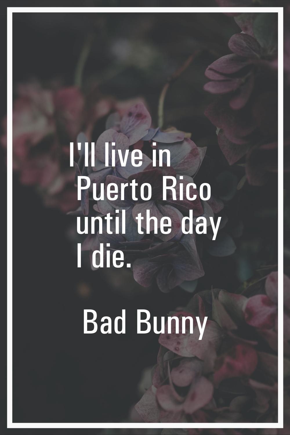 I'll live in Puerto Rico until the day I die.