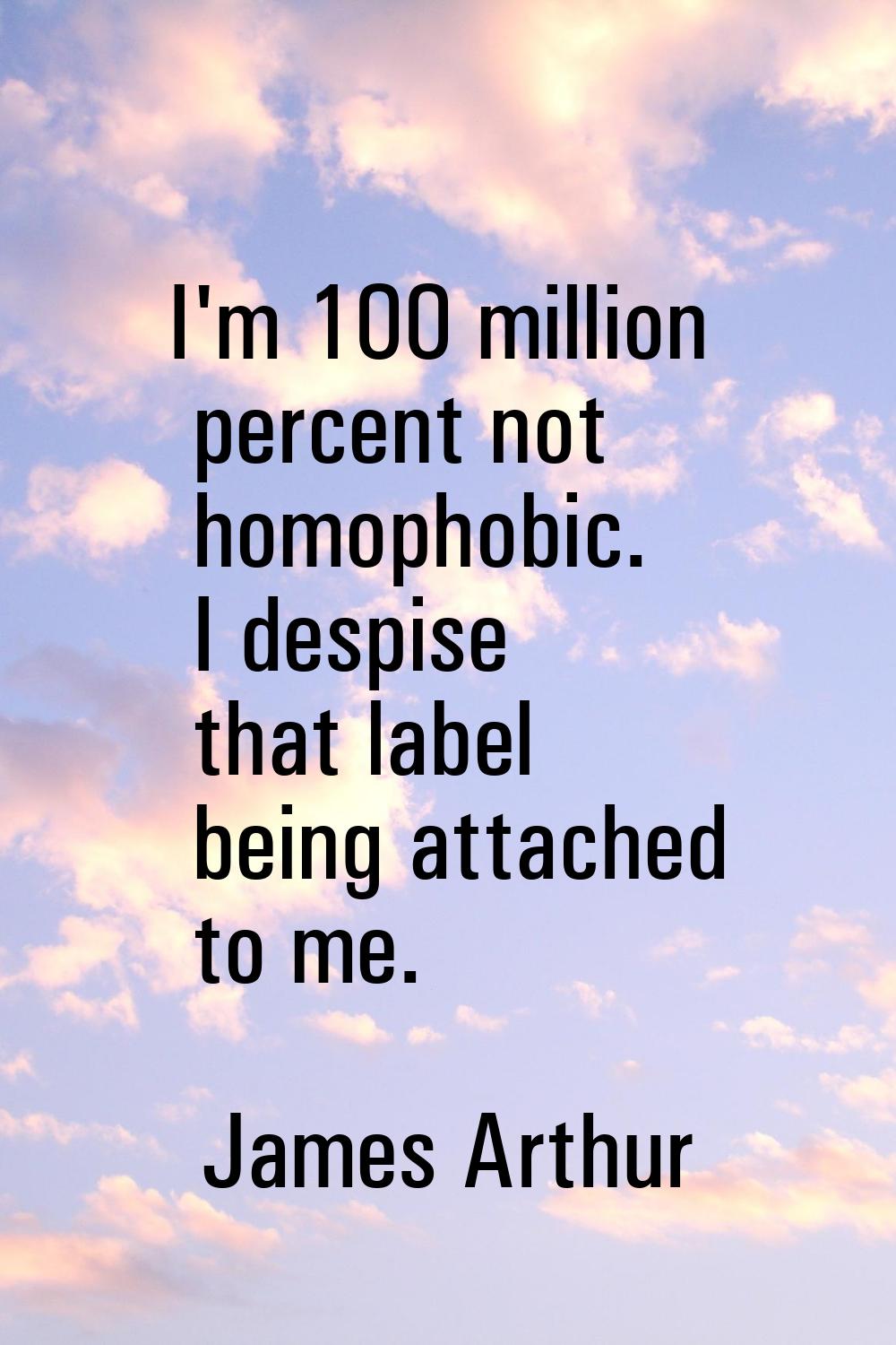 I'm 100 million percent not homophobic. I despise that label being attached to me.