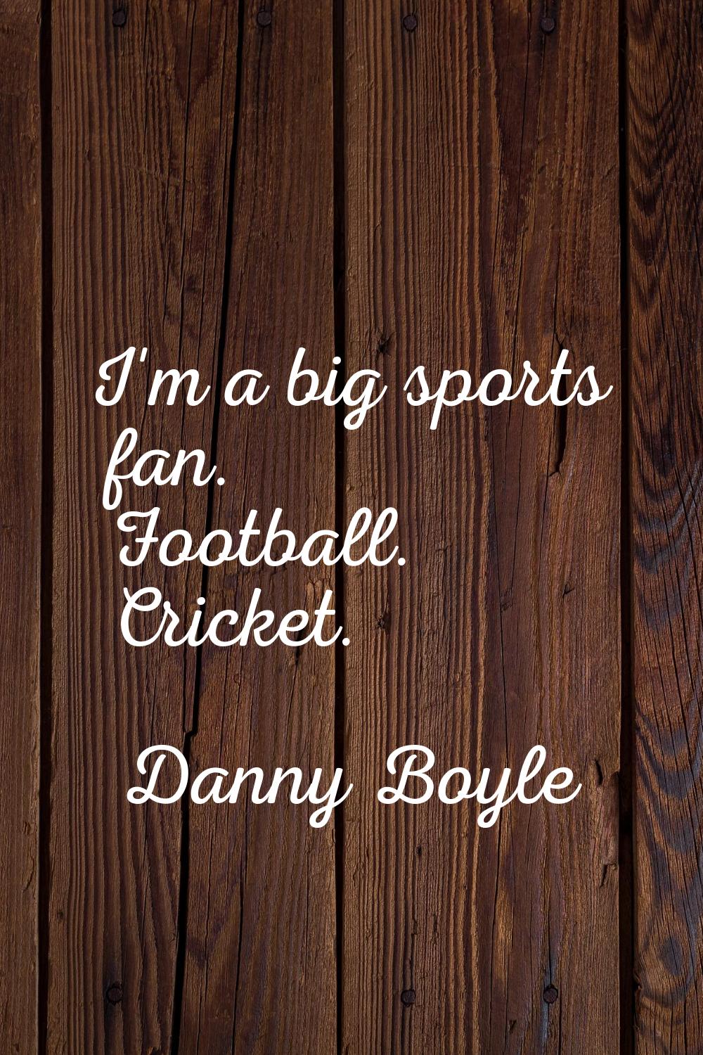 I'm a big sports fan. Football. Cricket.