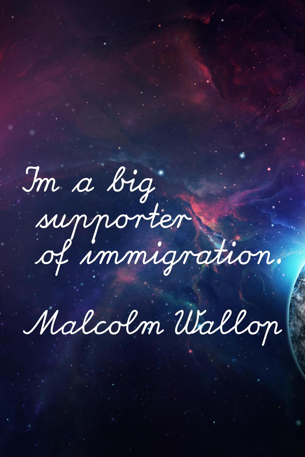 I'm a big supporter of immigration.