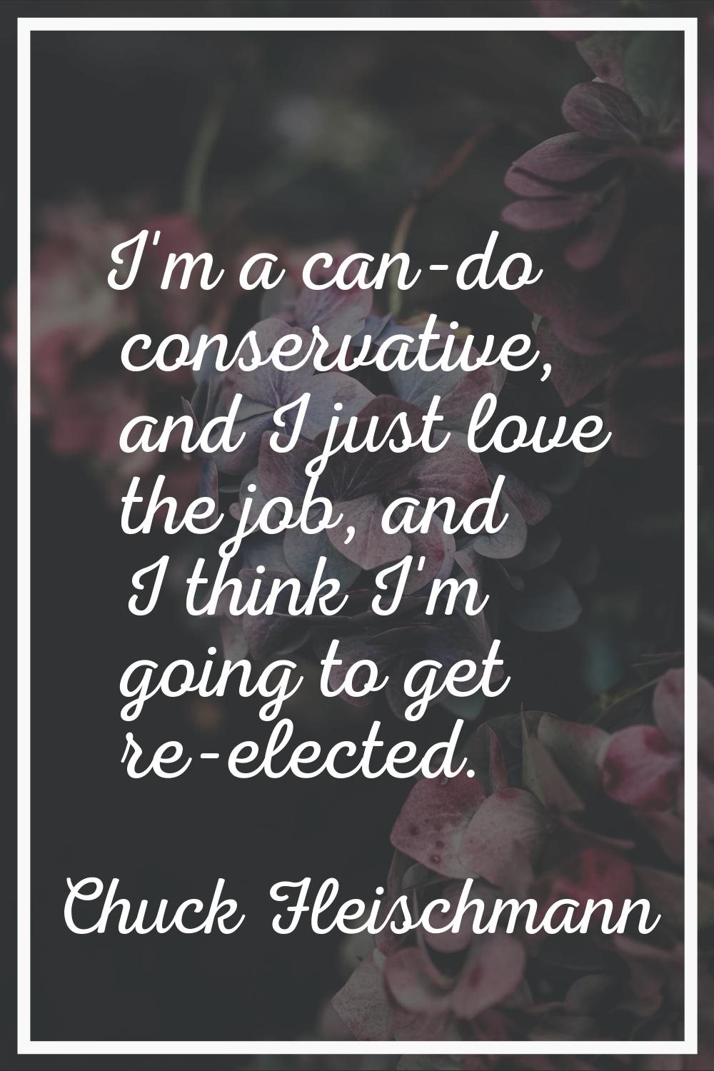 I'm a can-do conservative, and I just love the job, and I think I'm going to get re-elected.