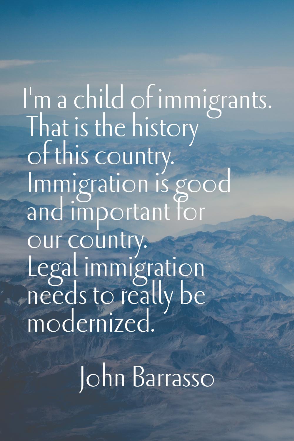 I'm a child of immigrants. That is the history of this country. Immigration is good and important f