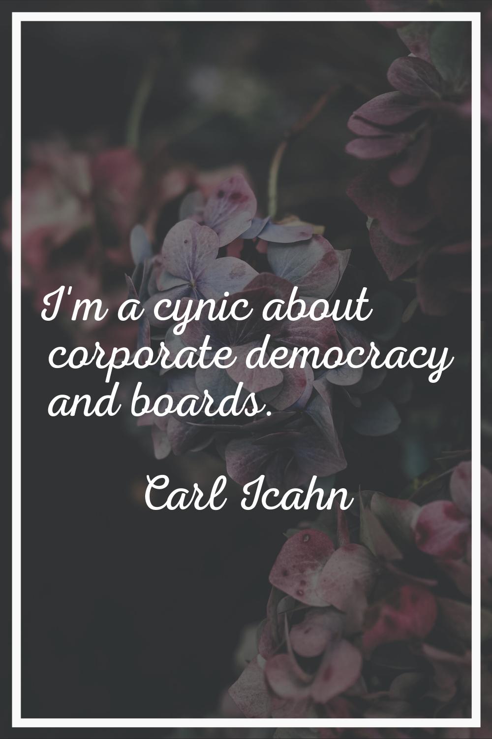 I'm a cynic about corporate democracy and boards.