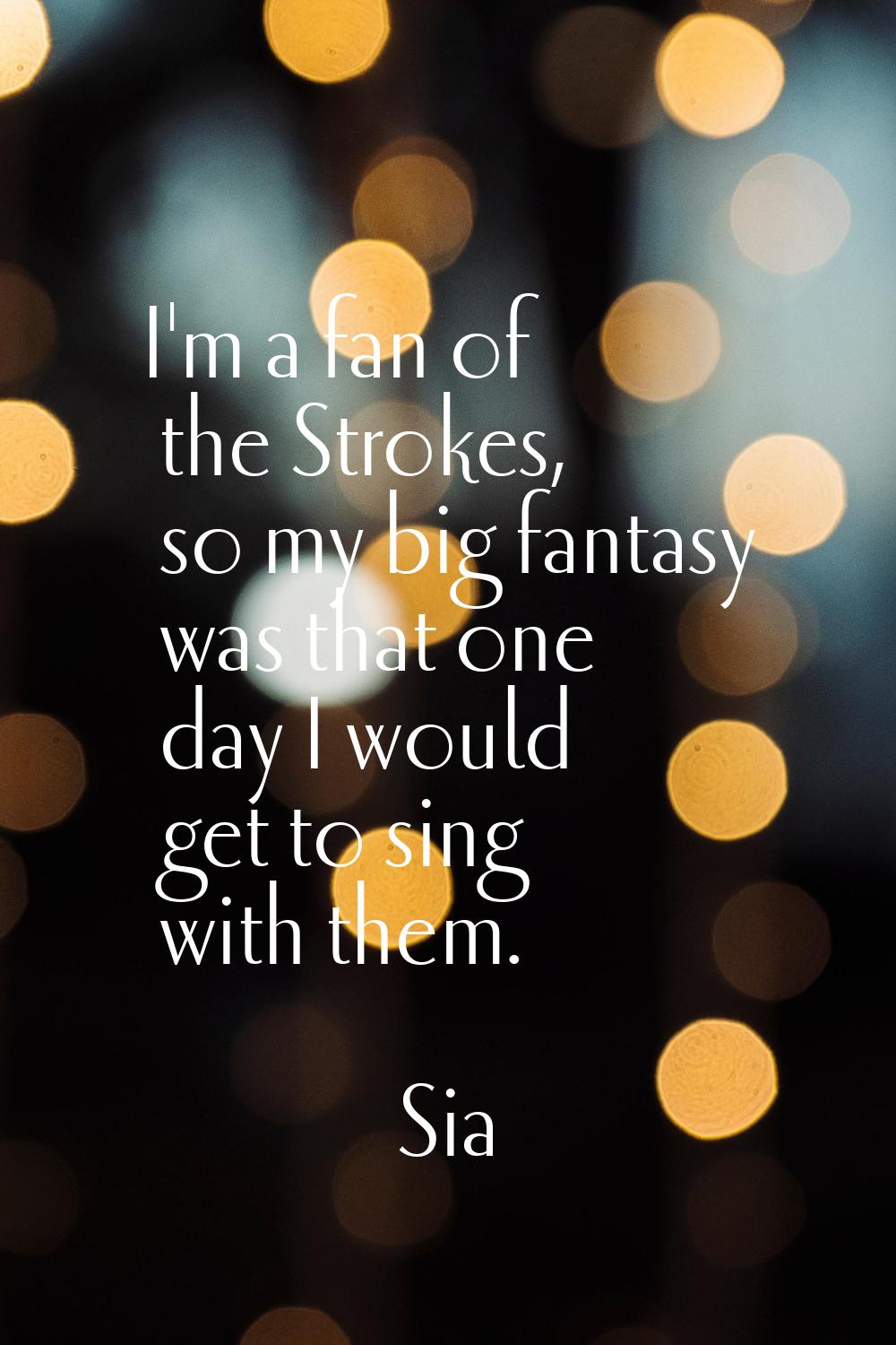 I'm a fan of the Strokes, so my big fantasy was that one day I would get to sing with them.