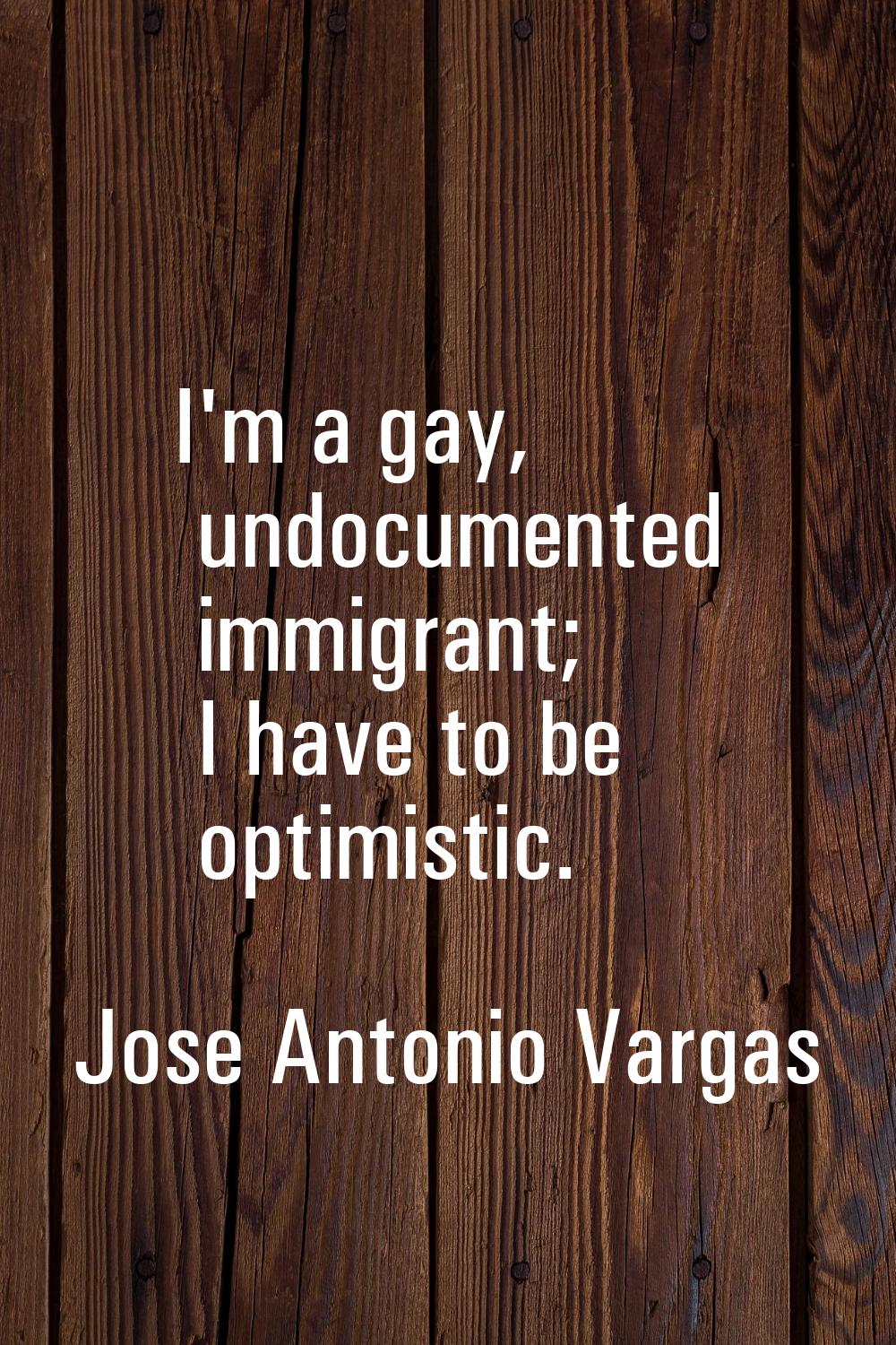 I'm a gay, undocumented immigrant; I have to be optimistic.