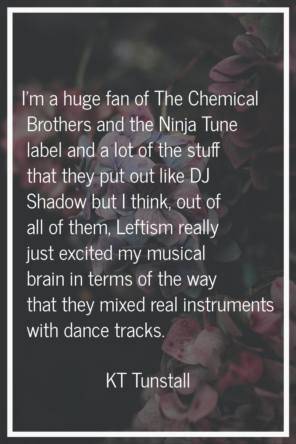 I'm a huge fan of The Chemical Brothers and the Ninja Tune label and a lot of the stuff that they p