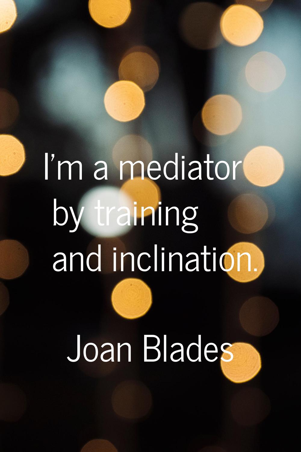 I'm a mediator by training and inclination.