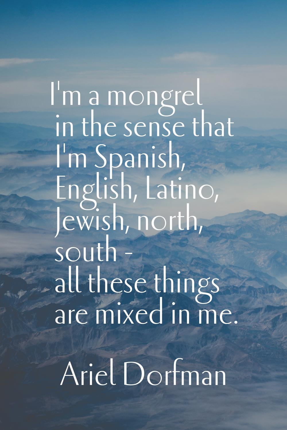 I'm a mongrel in the sense that I'm Spanish, English, Latino, Jewish, north, south - all these thin