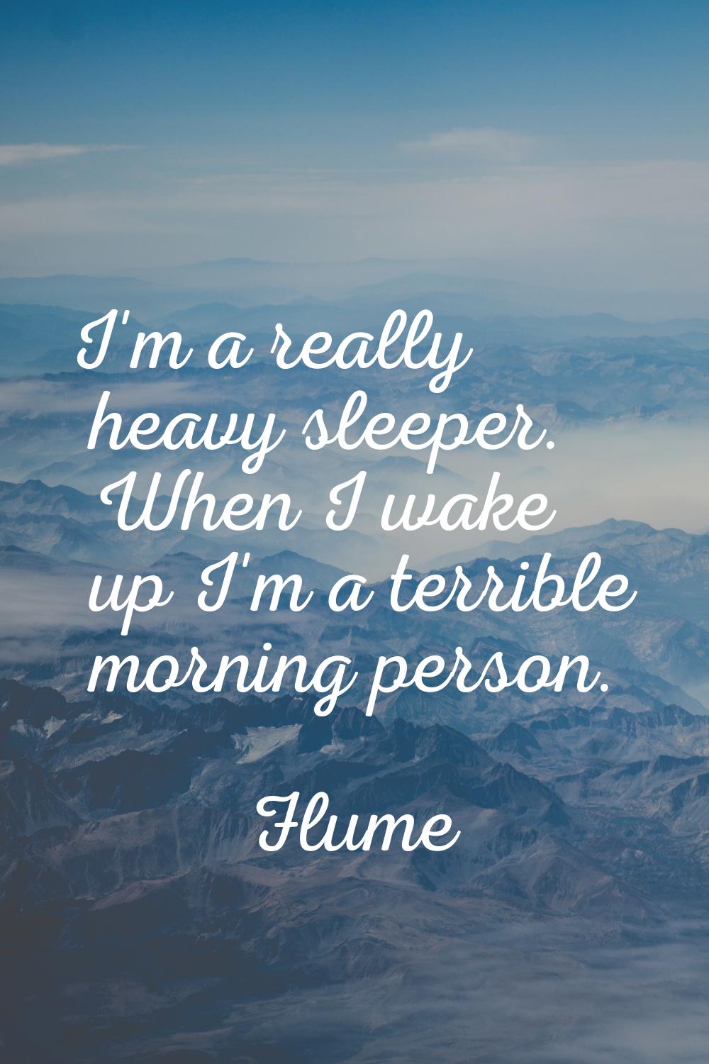 I'm a really heavy sleeper. When I wake up I'm a terrible morning person.