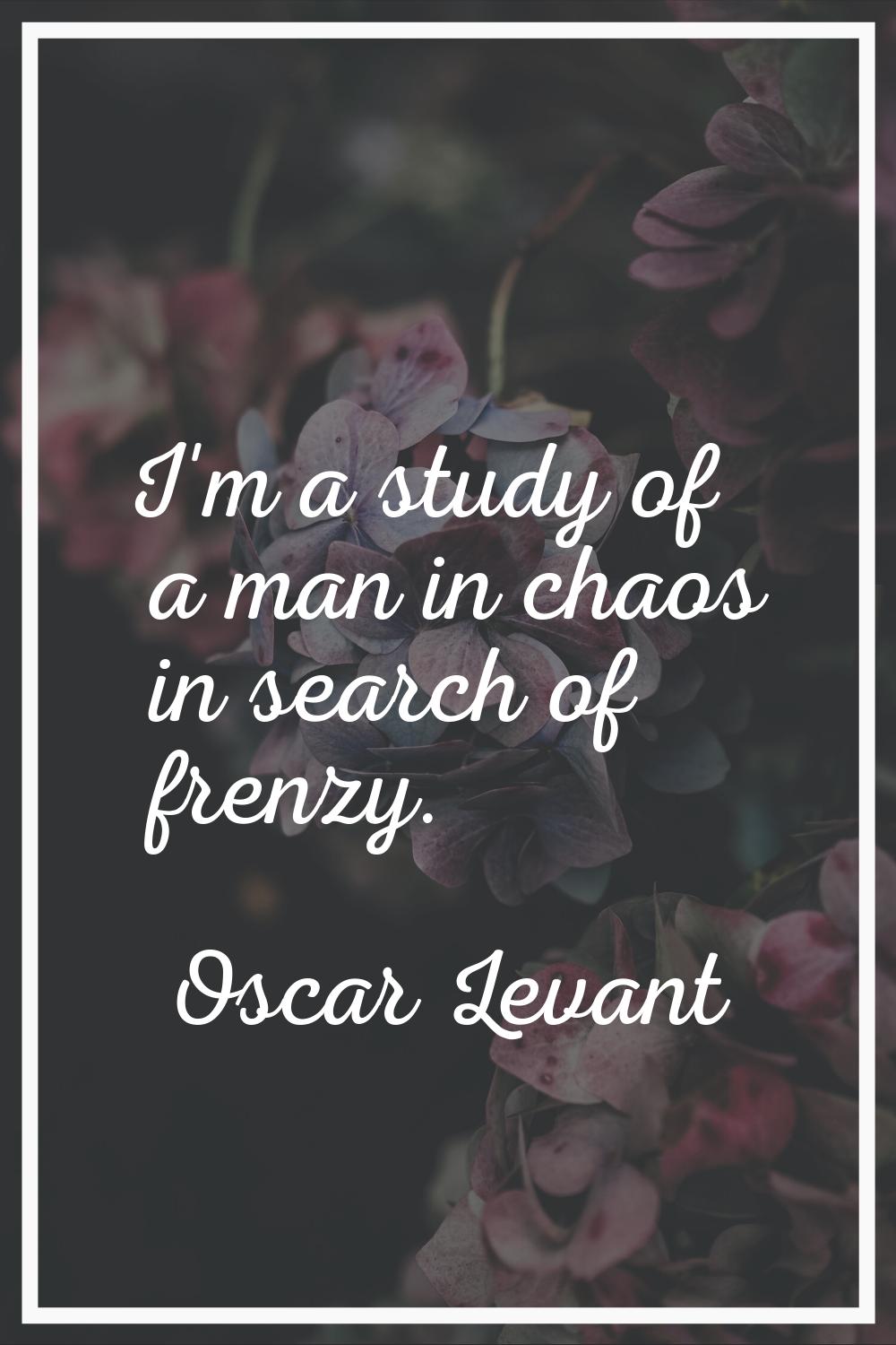 I'm a study of a man in chaos in search of frenzy.