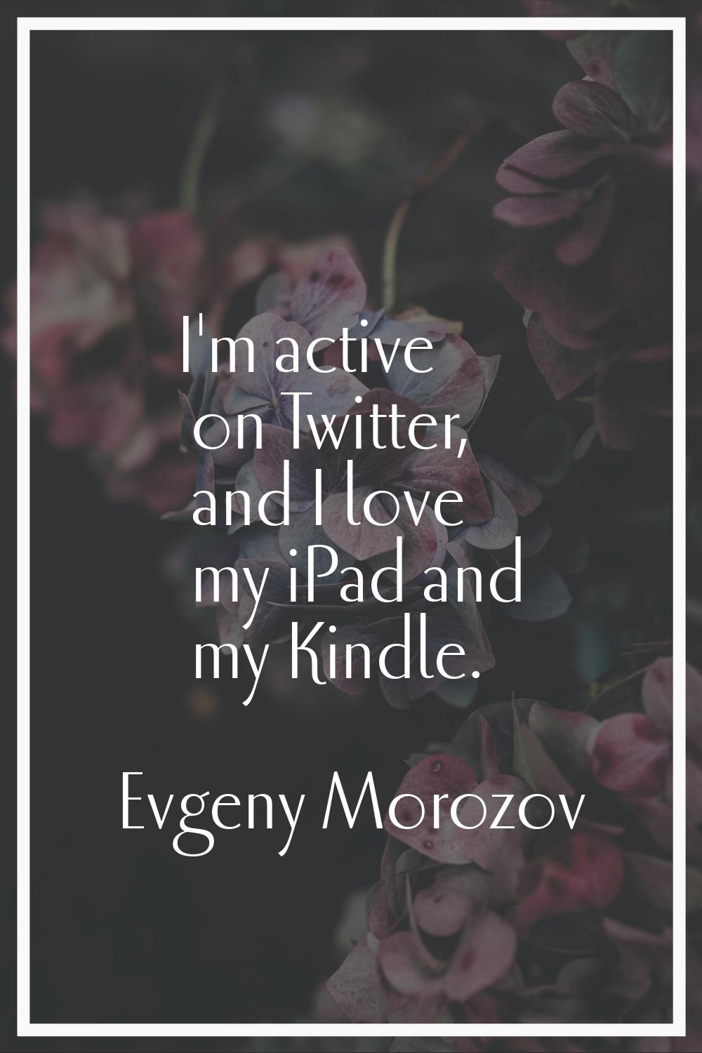 I'm active on Twitter, and I love my iPad and my Kindle.