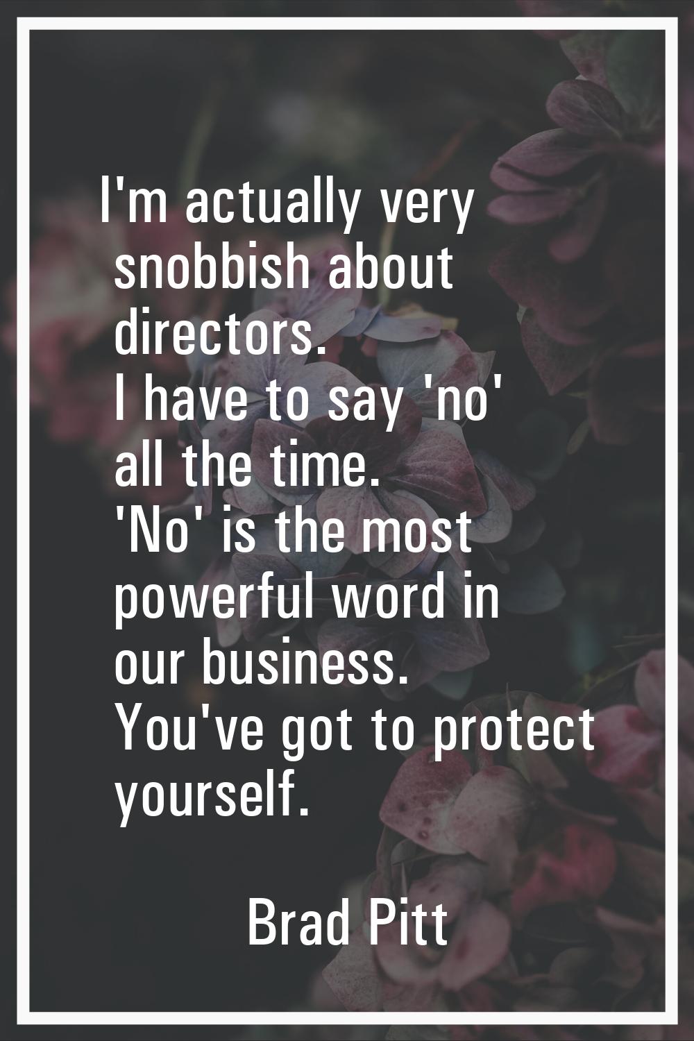 I'm actually very snobbish about directors. I have to say 'no' all the time. 'No' is the most power