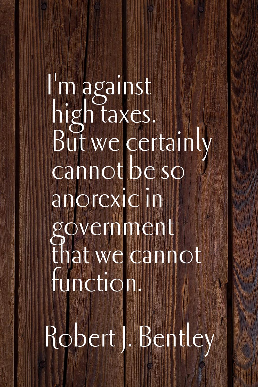 I'm against high taxes. But we certainly cannot be so anorexic in government that we cannot functio