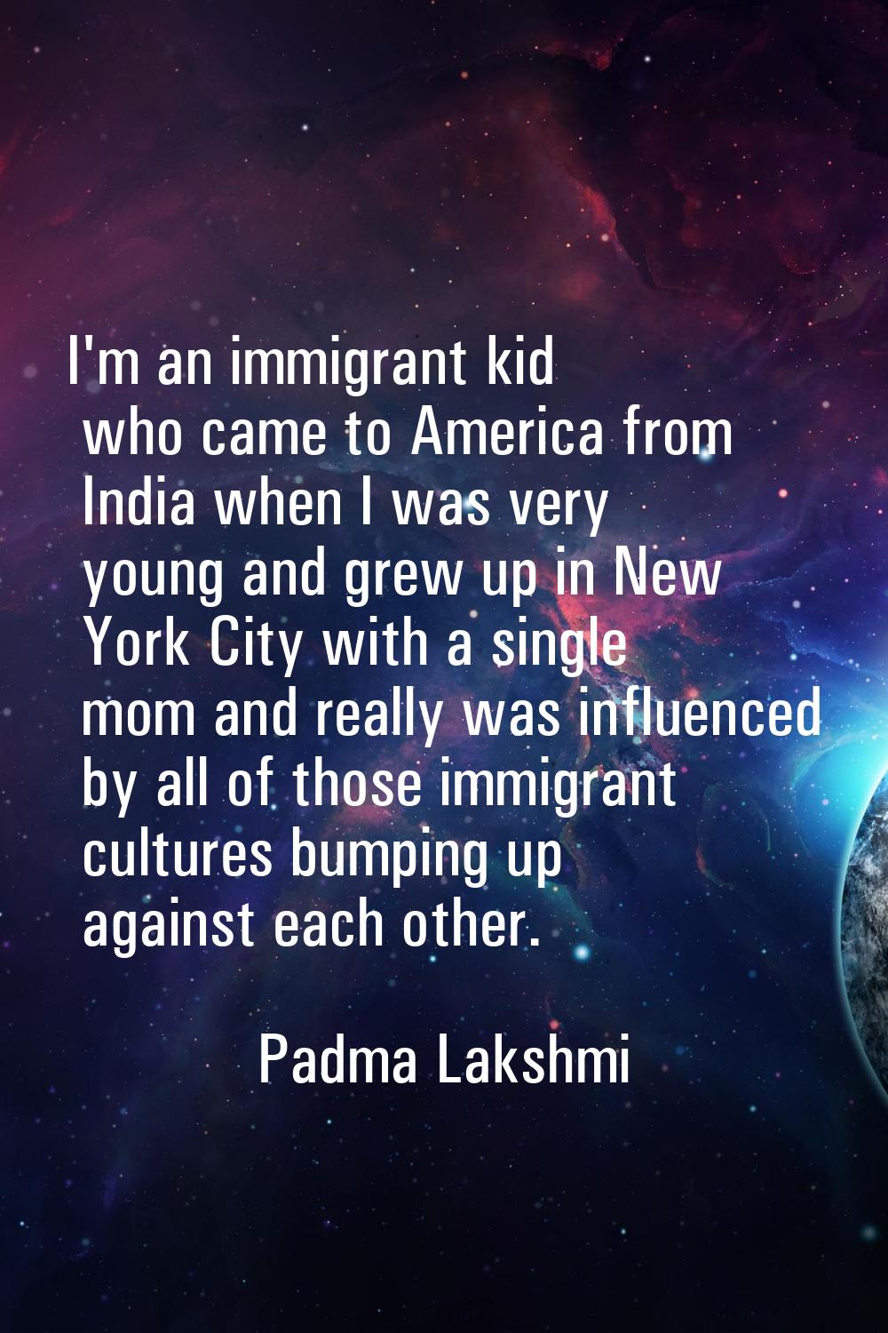 I'm an immigrant kid who came to America from India when I was very young and grew up in New York C