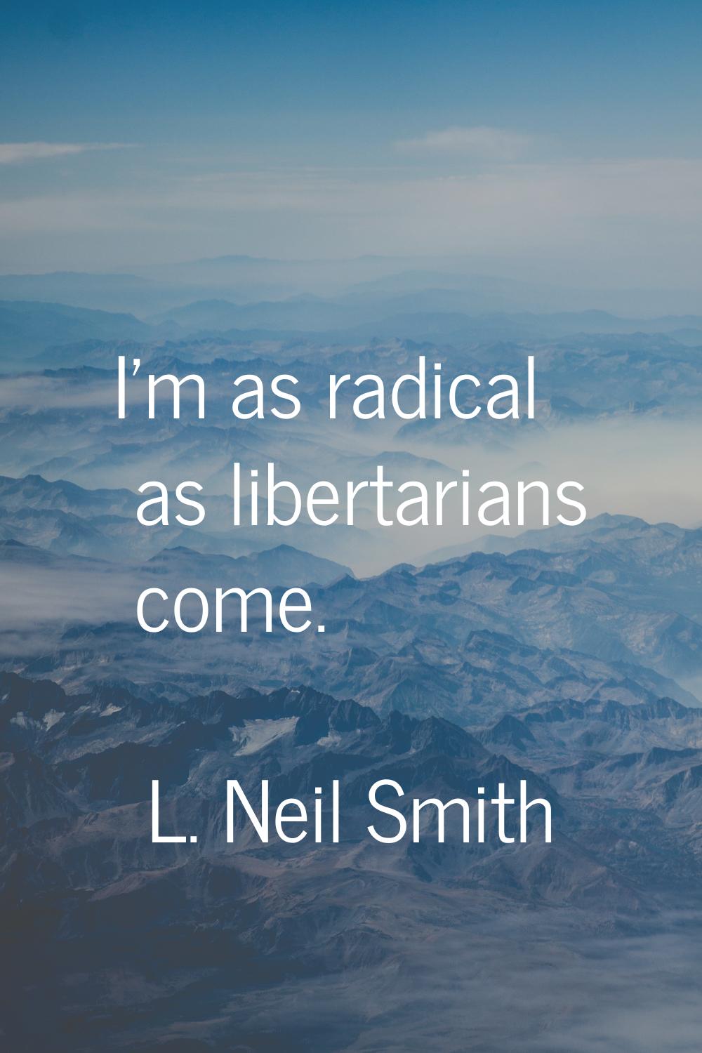 I'm as radical as libertarians come.