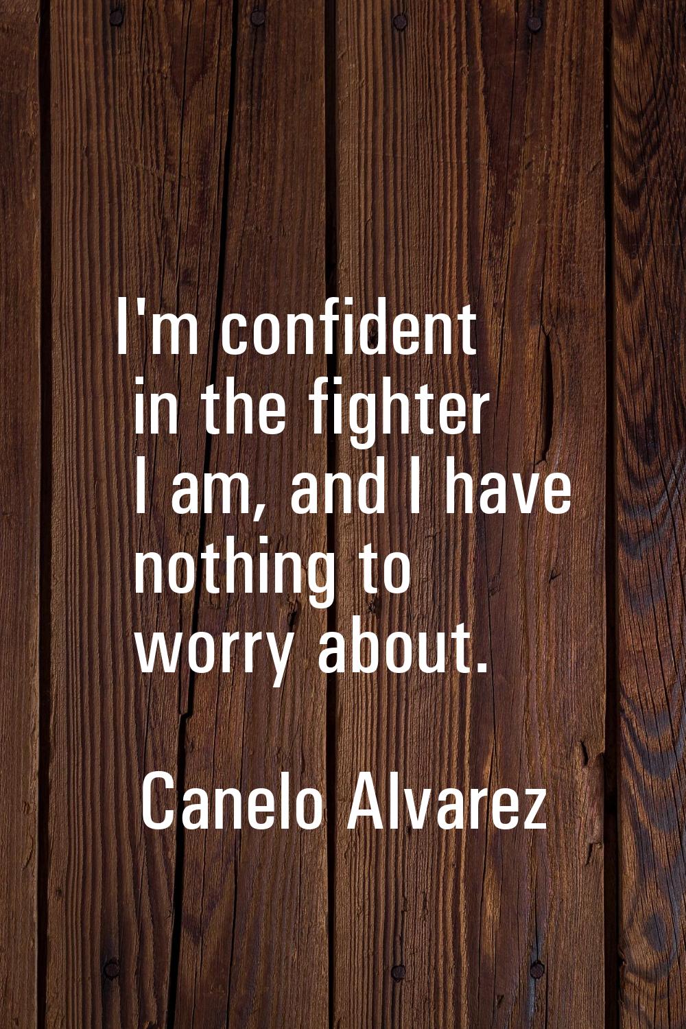 I'm confident in the fighter I am, and I have nothing to worry about.