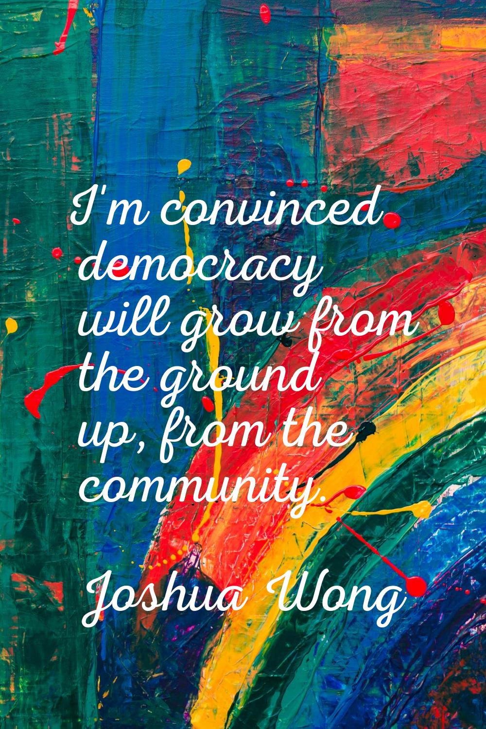 I'm convinced democracy will grow from the ground up, from the community.