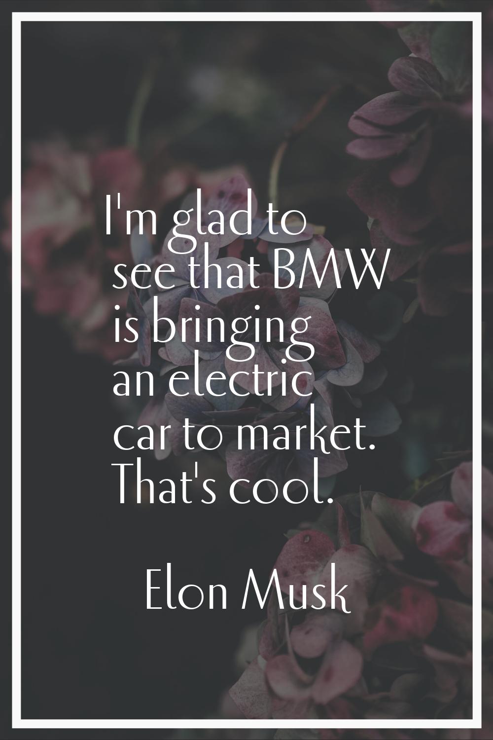 I'm glad to see that BMW is bringing an electric car to market. That's cool.