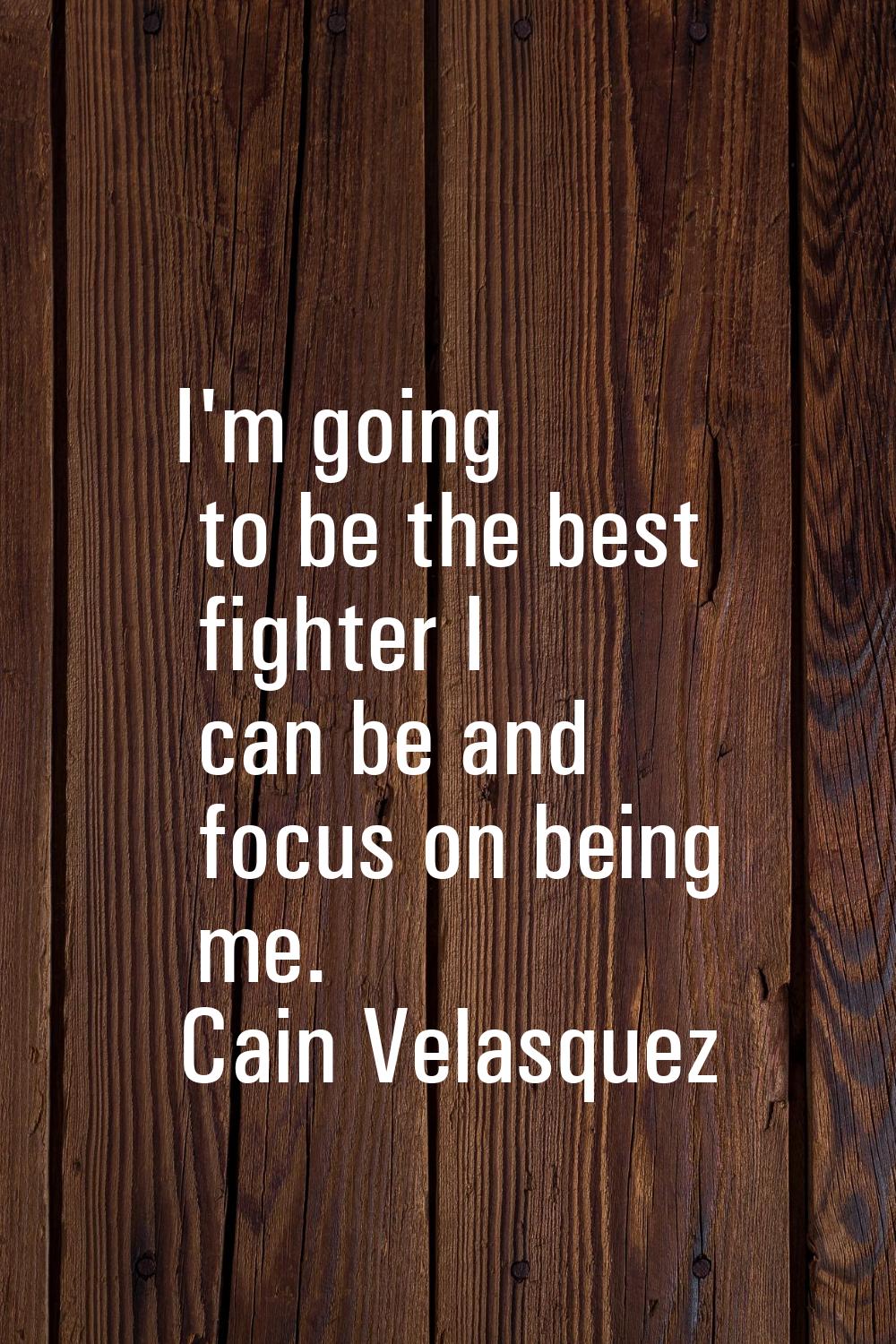 I'm going to be the best fighter I can be and focus on being me.