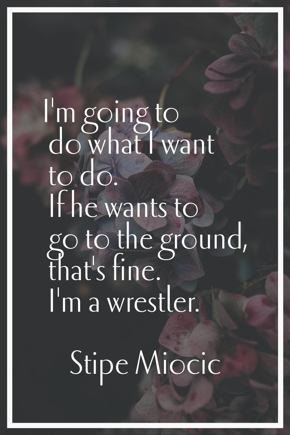 I'm going to do what I want to do. If he wants to go to the ground, that's fine. I'm a wrestler.