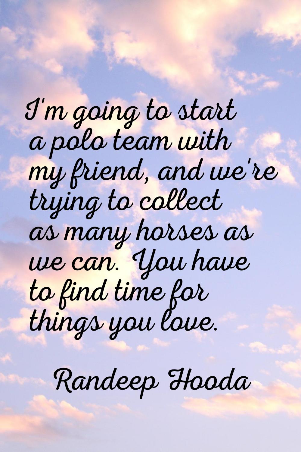 I'm going to start a polo team with my friend, and we're trying to collect as many horses as we can