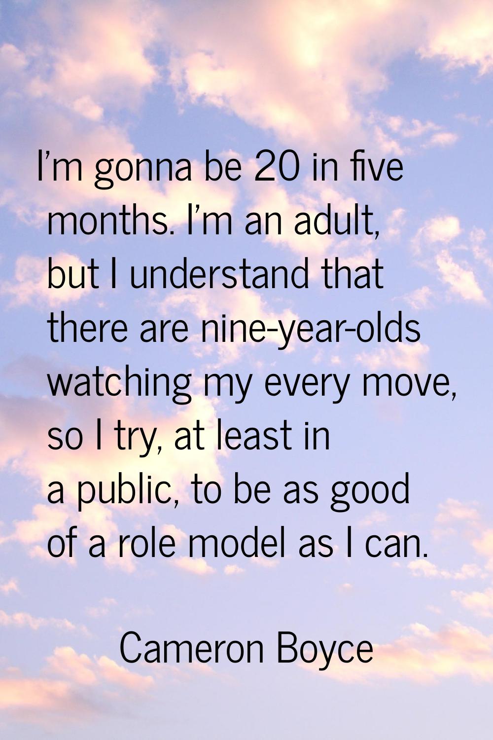 I'm gonna be 20 in five months. I'm an adult, but I understand that there are nine-year-olds watchi