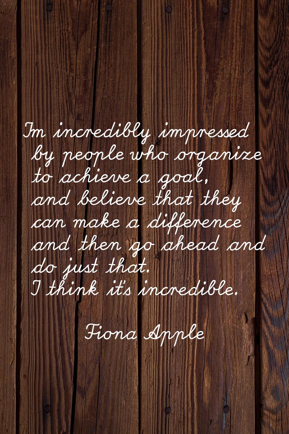 I'm incredibly impressed by people who organize to achieve a goal, and believe that they can make a